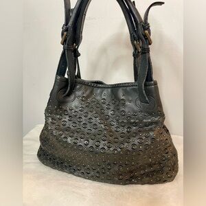 Platania Italy Black Leather Shoulder Bag